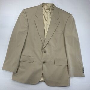 LL Bean Men's 42R Beige Blazer Sports Coat Casual‎ Preppy *Flaws* Wool Blend